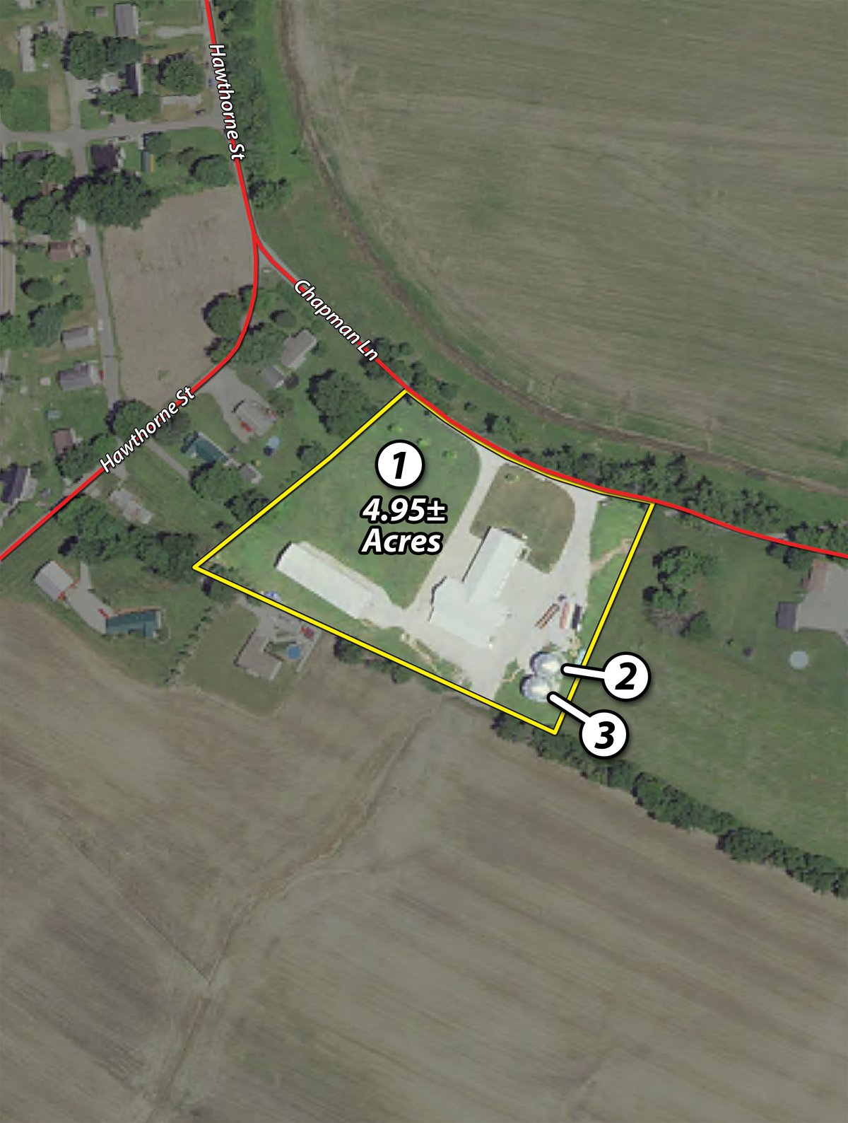 Tract map - REAL ESTATE & FARM EQUIPMENT AUCTION - 4.95+/- ACRES IN 3 TRACTS IN GALLATIN COUNTY, KENTUCKY